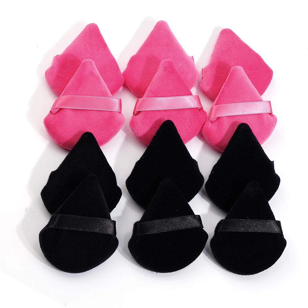 MAANGE 10/12 Pcs Triangle Powder Puff Wet Dry Use For Loose Powder Liquid Cosmetic Soft Plush Powder Puff Makeup Foundation