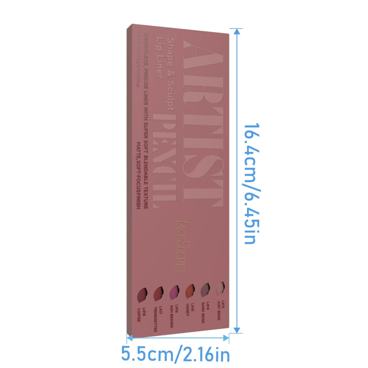 Face Secret Artist Shape Sculpt Lip Liner Pencil Set, Weightless Precise Liner with Super Soft Blendable Texture Matte Soft