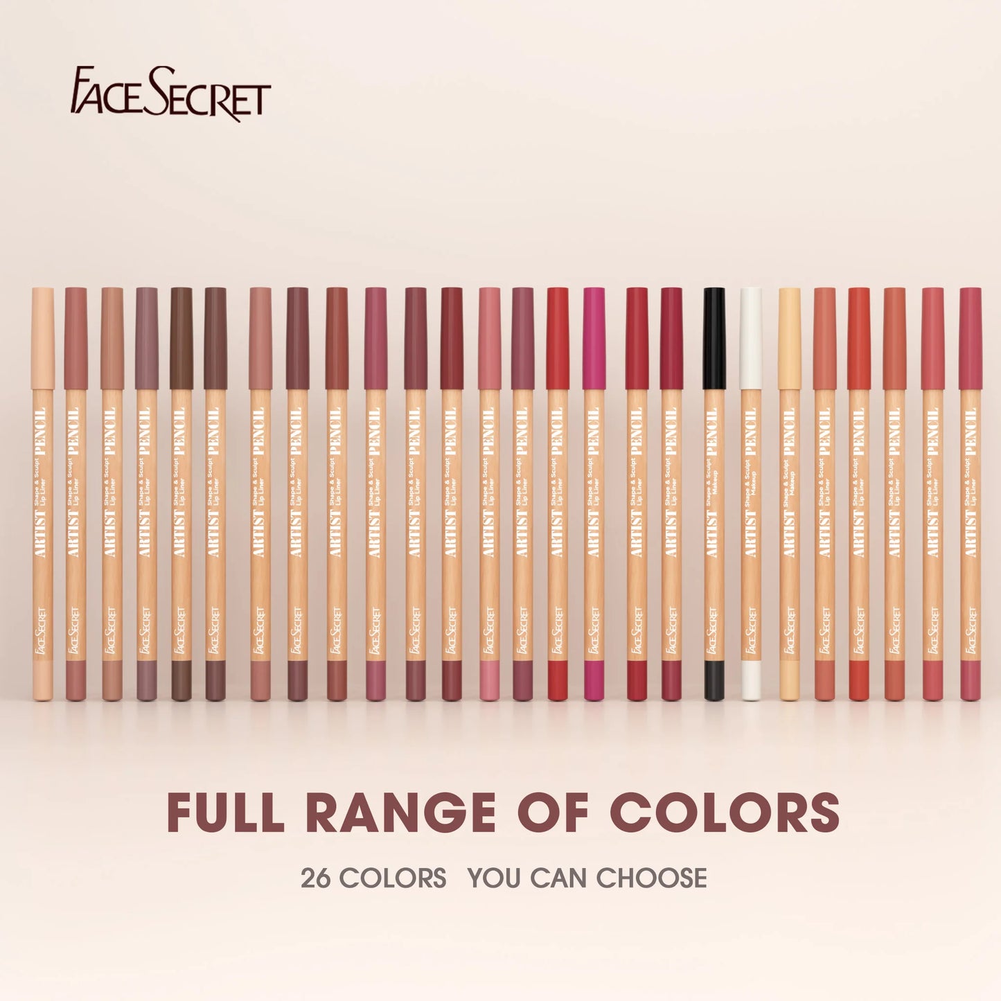 Face Secret Artist Shape Sculpt Lip Liner Pencil Set, Weightless Precise Liner with Super Soft Blendable Texture Matte Soft