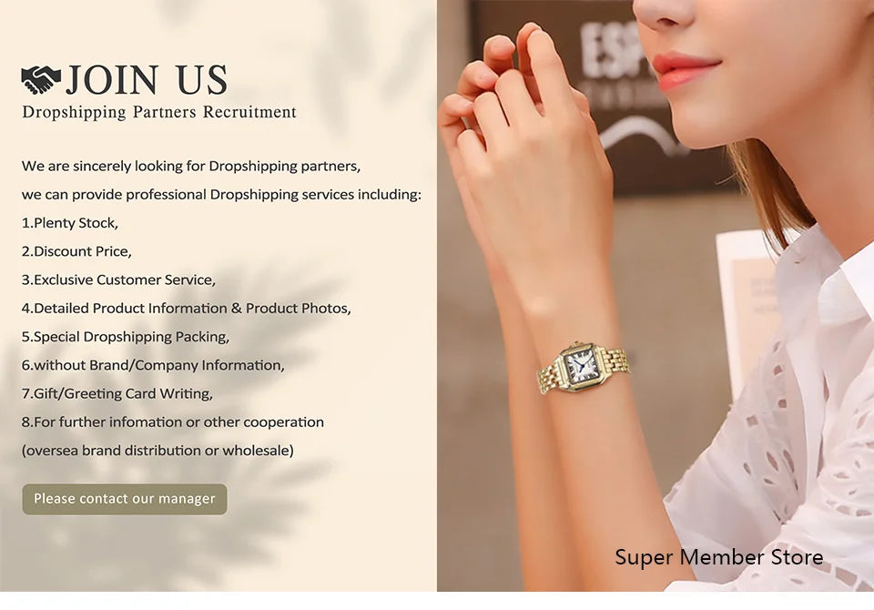 Luxury Ladies Fashion Quartz Watch Simple Scale Square Quality Gold Plated Women Watches Business Stainless Steel Folding Clock